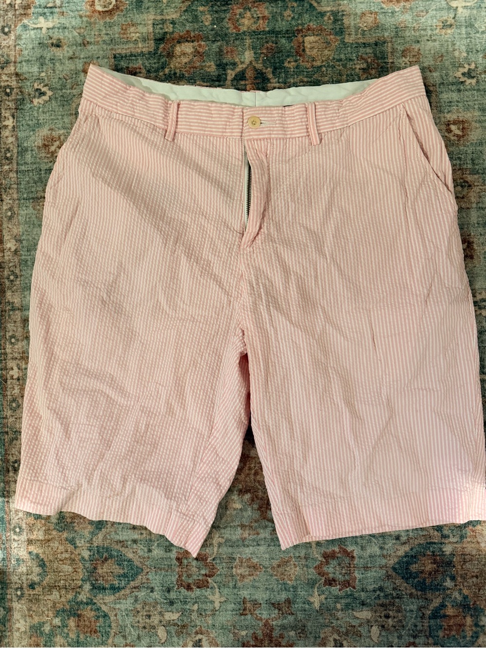 Men's Polo Pink Seersucker Shorts